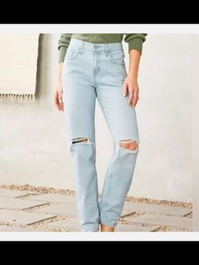 Levi's Light Blue Distressed Low Pro Straight Leg Jeans